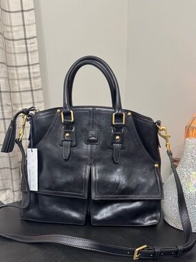 Dooney & Bourke Florentine Leather Clayton Satchel Black Black